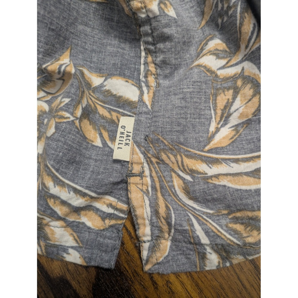 Jack O'Neill Mens XL Relaxed Fit Floral Leaf Button Down Shirt Grey SP2704001